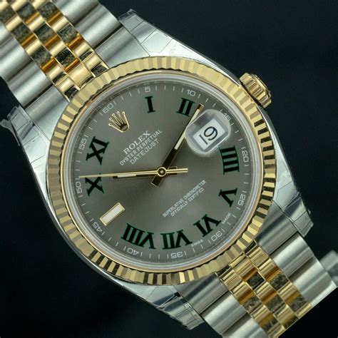 twotone green roman rolex